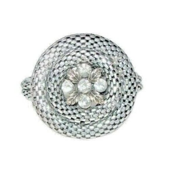 Unbranded Jewelry - Silver Snake Chain Rhinestone Hematite Hinged Swirl Glam Bling Mesh Bracelet